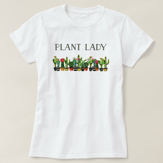 T-shirt Madame à la mode et drôle de plante avec le cactus (Design devant)