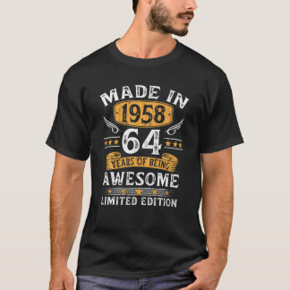 T-shirt Made In 1958 64 Years Old Gifts 64Th Birthday Gift