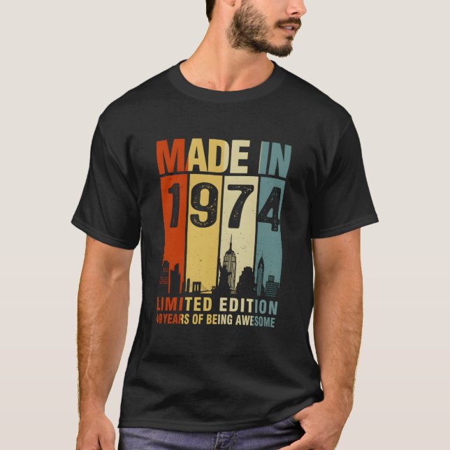 T-shirt Made In 1974 49 Years Of Being Awesome (Devant)