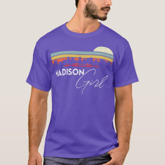 T-shirt Madison Girl Retro Sunset City Skyline Souvenir