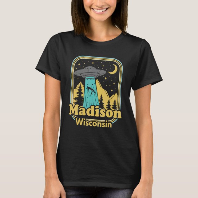 T-shirt Madison Wisconsin Ufo Alien des années 80 Retro St (Devant)