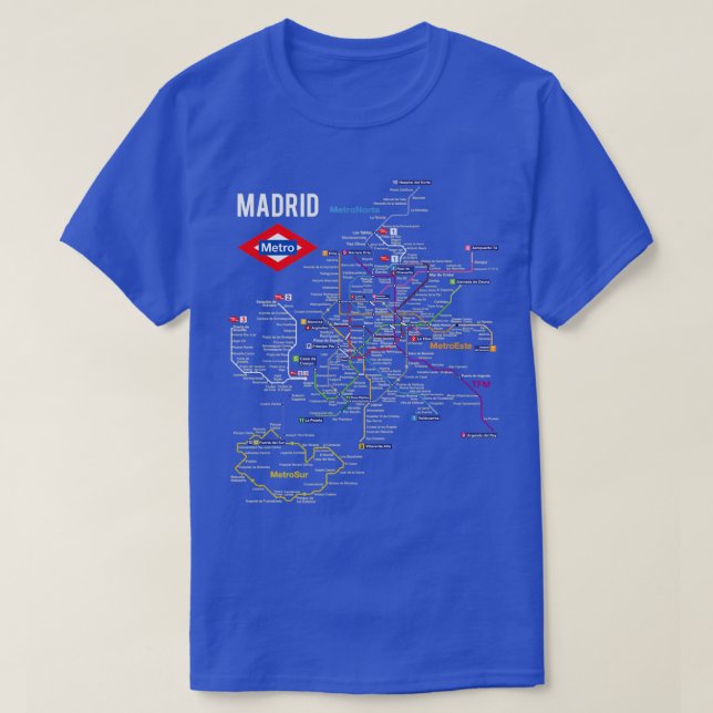 T-shirt Madrid Espagne Métro Carte du métro Espagnol Langu (Design devant)