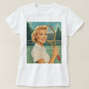 T-shirt Magazine des années 1950 Illustration Tennis Woman