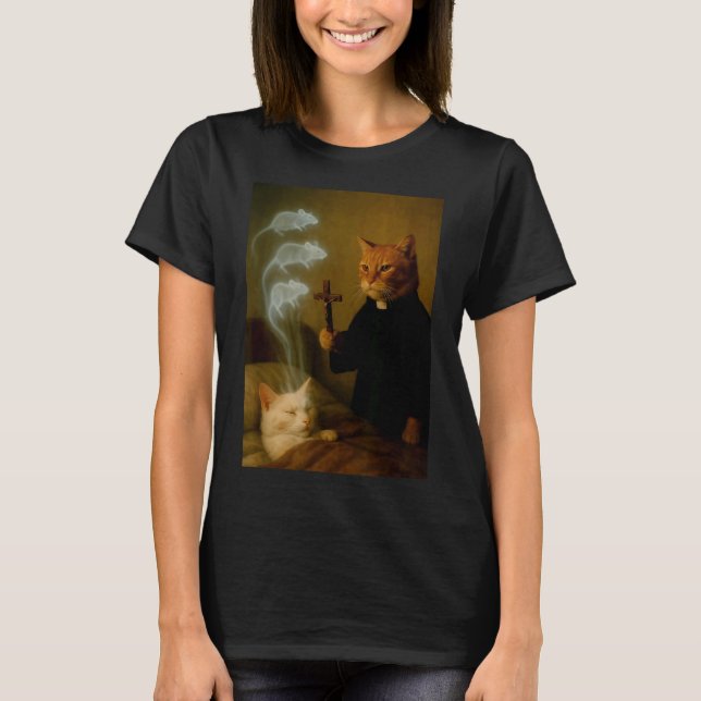 T-shirt Mage Cat Meme Cat Exorcism Mouse Funny Fantasy Hum (Devant)
