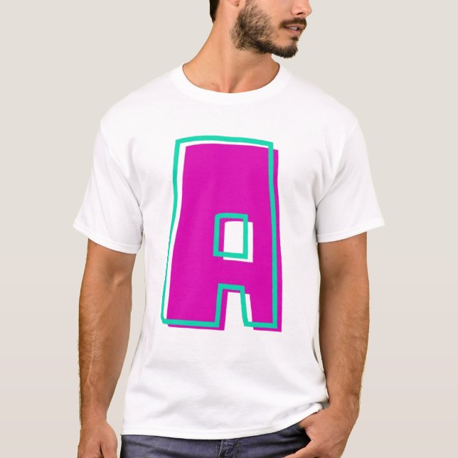 T-shirt Magenta et lettre Turquoise A élégantes (Devant)