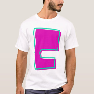 T-shirt Magenta et lettre Turquoise C élégantes