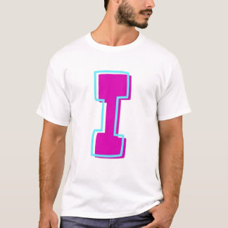 T-shirt Magenta et lettre Turquoise I élégantes
