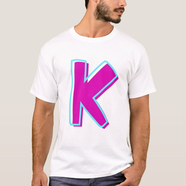 T-shirt Magenta et lettre Turquoise K élégantes (Devant)