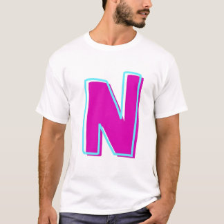 T-shirt Magenta et lettre Turquoise N élégantes