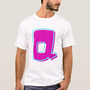 T-shirt Magenta et lettre Turquoise Q élégantes