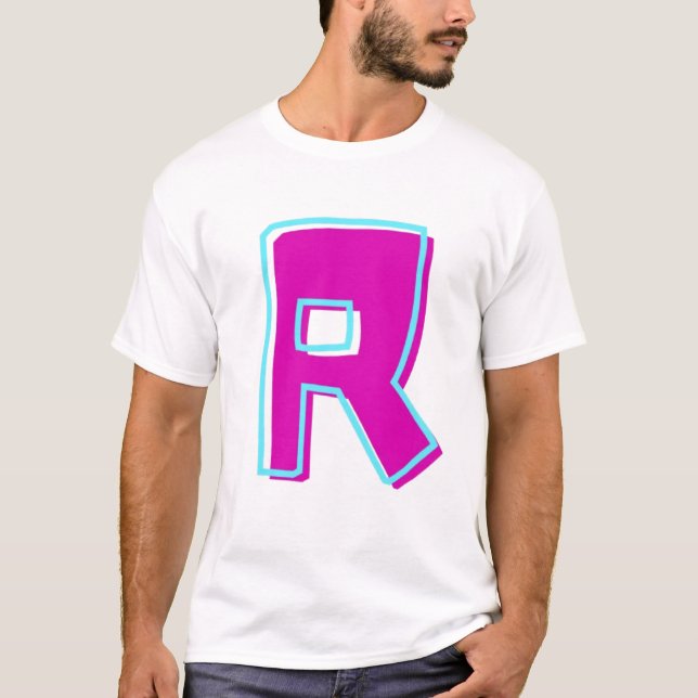 T-shirt Magenta et lettre Turquoise R élégantes (Devant)