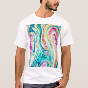 T-shirt Magic Marbling : Metallic Paint Design.