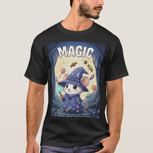 T-shirt Magic – Mouse Wizard Halloween TinyFur Tee (Devant)