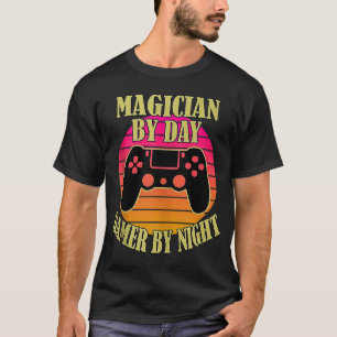 T-shirt Magicien Par Joueur Jour Par Nuit Vidéo Jeu Contro