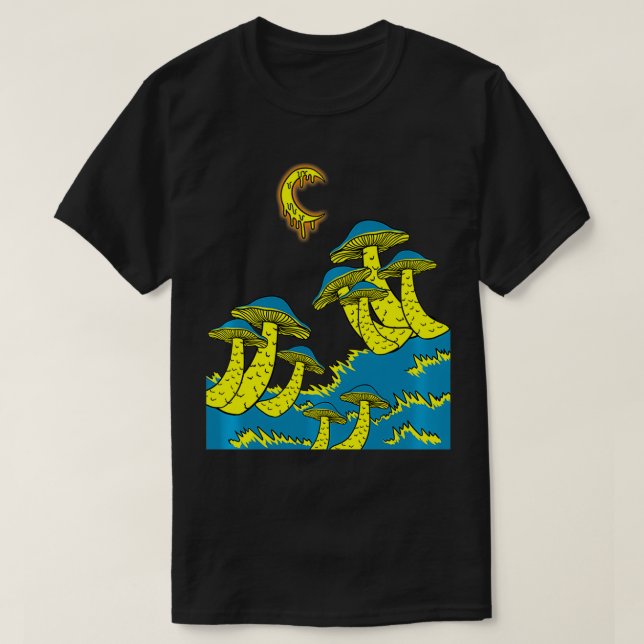 T-shirt Magie Champignons Lune Psychedélique Trippy EDM Ga (Design devant)