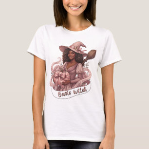 T-shirt Magie de Base de Fille Noire Rose Citrouille