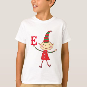 T-shirt Magique Mignonne Noël Elf Monogramme Fête des enfa