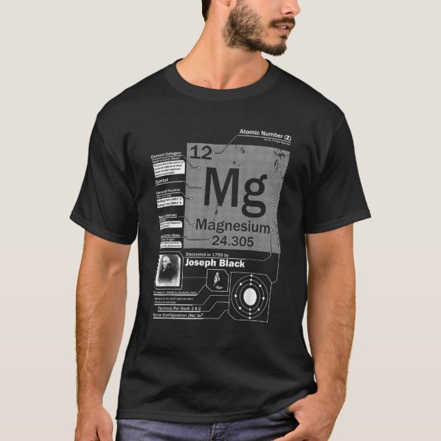 T-shirt Magnésium Mg Élément atomique Numéro 12 Science T  (Devant)