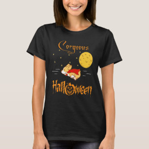 T-shirt Magnifique Corgi Halloween Avec Chien Vampire Vola