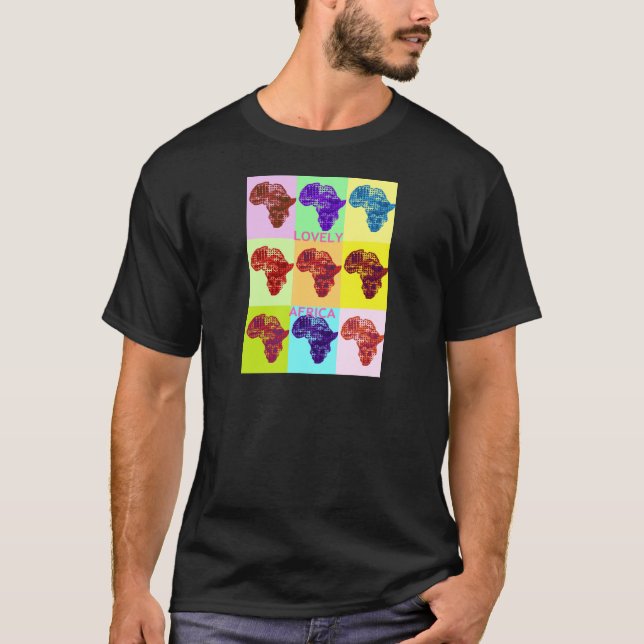 T-shirt Magnifique Couleur Afrique Carte Pop Motif Art Des (Devant)