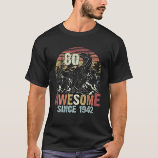 T-shirt Magnifique Depuis 1942 Dinosaur Rex 80E Anniversai