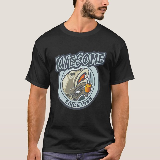 T-shirt Magnifique depuis 1983 Angel Fishing Anniversaire (Devant)