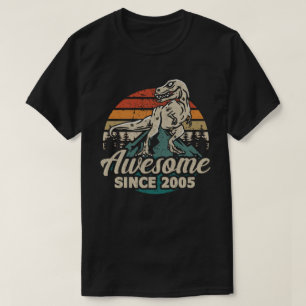 T-shirt Magnifique depuis 2005 Retro Dinosaur 17e annivers