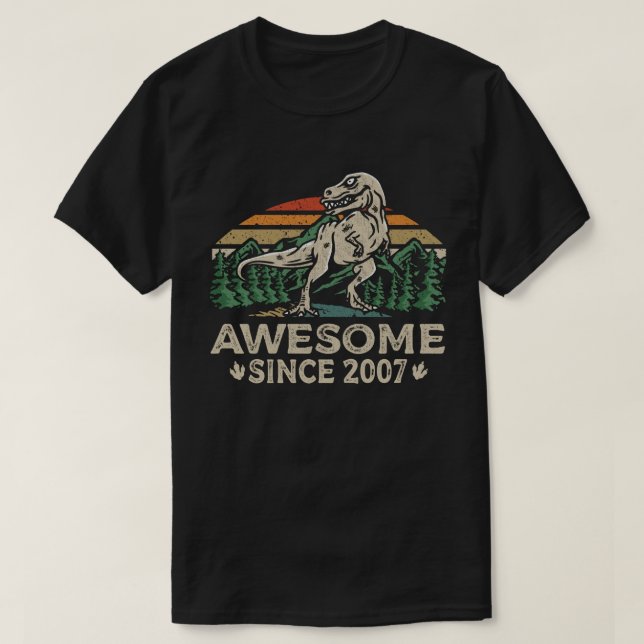 T-shirt Magnifique depuis 2007 Dinosaur 16 Anniversaire 16 (Design devant)