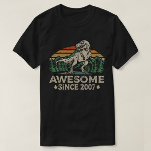 T-shirt Magnifique depuis 2007 Retro Dinosaur 15e annivers