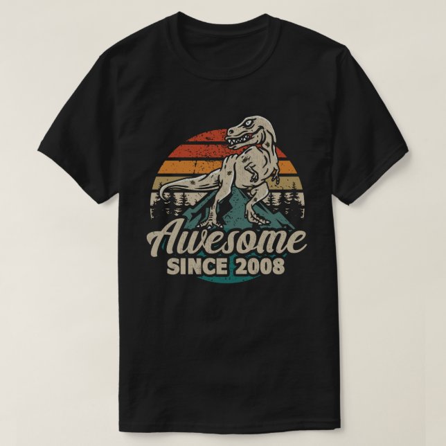 T-shirt Magnifique depuis 2008 Dinosaur 15 Anniversaire 15 (Design devant)