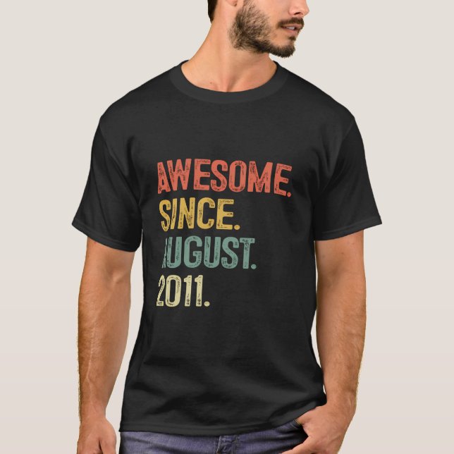 T-shirt Magnifique Depuis Août 2011 12E Cadeaux Anniversai (Devant)