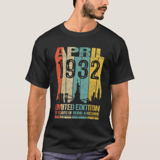 T-shirt Magnifique depuis avril 1932 90e anniversaire Vint