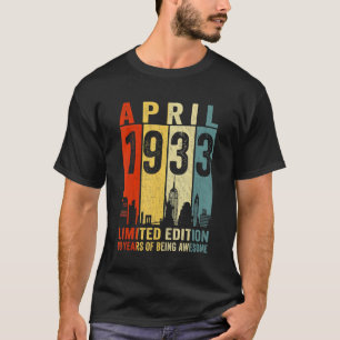 T-shirt Magnifique depuis avril 1933 89e anniversaire Vint