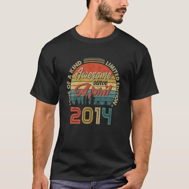 T-shirt Magnifique Depuis Avril 2014 8E Anniversaire Vinta (Devant)