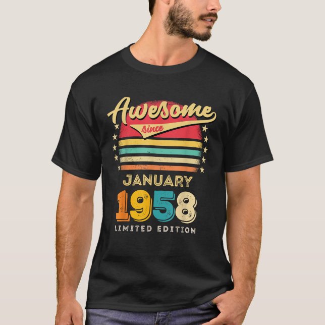 T-shirt Magnifique Depuis Janvier 1958 Anniversaire (Devant)