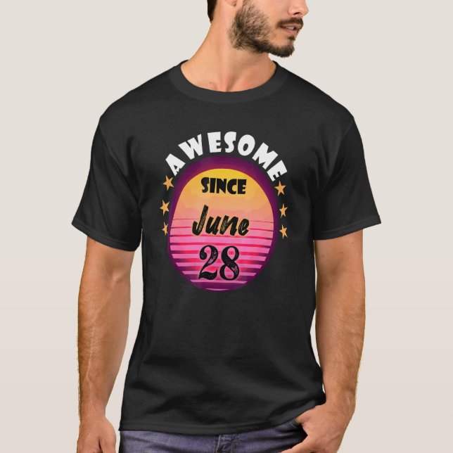 T-shirt Magnifique depuis juin 28 Anniversaire 28 Juin Vin (Devant)