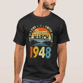 T-shirt Magnifique depuis mars 1948 Vintage 74e anniversai