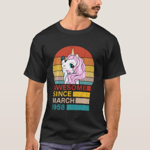 T-shirt Magnifique Depuis Mars 1958 Unicorn 63 Ans Naissan