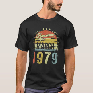 T-shirt Magnifique Depuis Mars 1979 Vintage 43E Anniversai