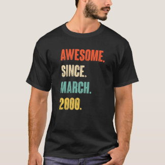 T-shirt Magnifique Depuis Mars 2000 22 Ans 22e Anniversair