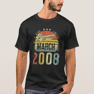 T-shirt Magnifique Depuis Mars 2008 Vintage 14E Anniversai