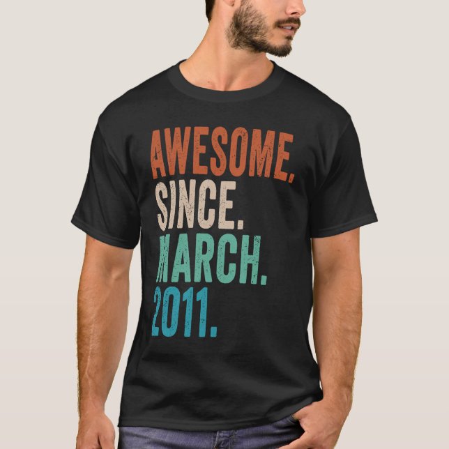 T-shirt Magnifique Depuis Mars 2011 12 Ans 12e Anniversair (Devant)