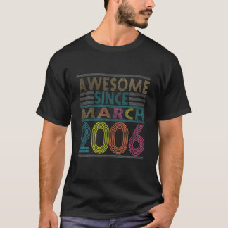 T-shirt Magnifique Depuis Mars Né En 2006 Vintage 17E Birt