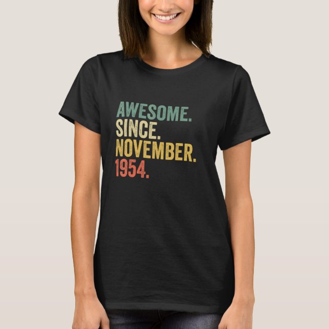 T-shirt Magnifique Depuis Novembre 1954 Cadeaux 68 Ans 68t (Devant)
