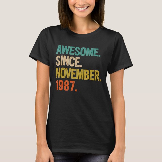 T-shirt Magnifique Depuis Novembre 1987 Cadeaux 35 Ans 35t (Devant)