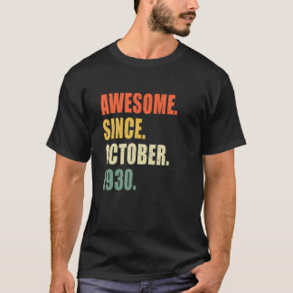 T-shirt Magnifique Depuis Octobre 1930 92 Anniversaire