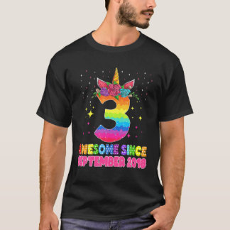 T-shirt Magnifique Depuis Septembre 2018 Unicorn Rainbow 3