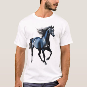 T-shirt Magnifique étalon noir galopant Graphisme pour hom