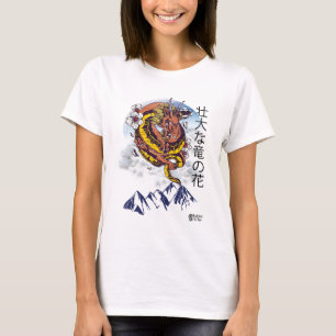 T-shirt Magnifique Fleur de Dragon Femmes Blanches
