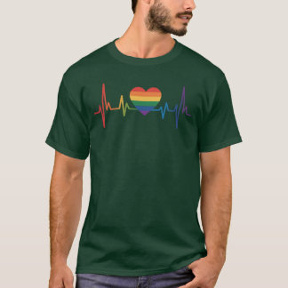 T-shirt Magnifique LGBT Gay Pride Heartbeat Lesbienne Gays